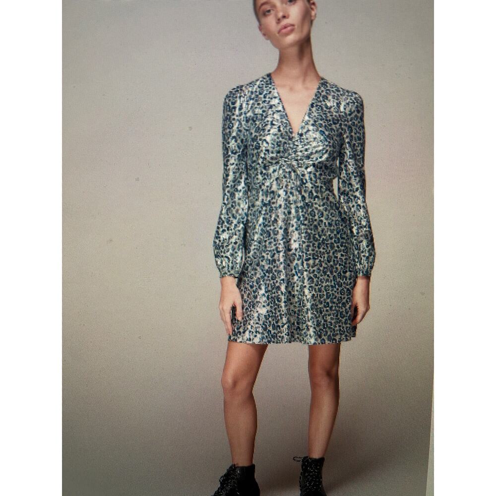 Whistles Josie multicolor metallic silk mix dress 10